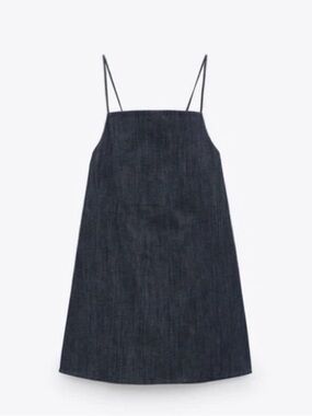 Zara Denim Spaghetti Strap Mini Dress